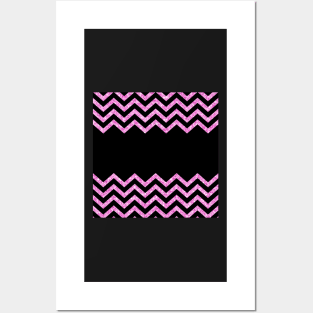 Black and Pink Glitter Chevron Design Posters and Art